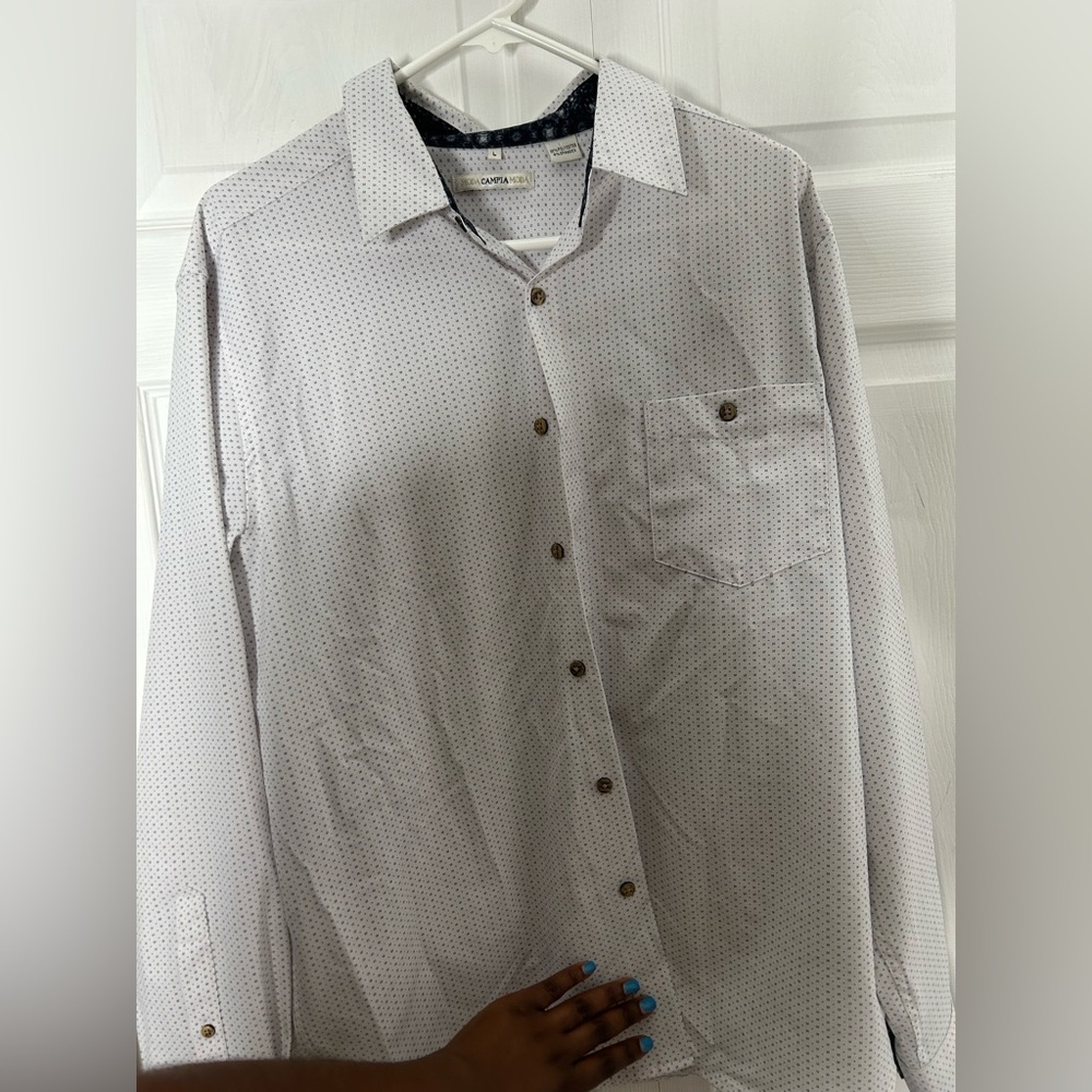 Men’s Dotted Pattern White Button Up Shirt